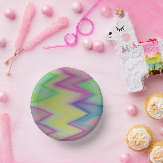 Rainbow Zigzags Pappteller (Party)