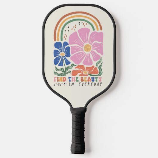 Rainbow-Zitat für Retro-Boho Pickleball Schläger (Rückseite)