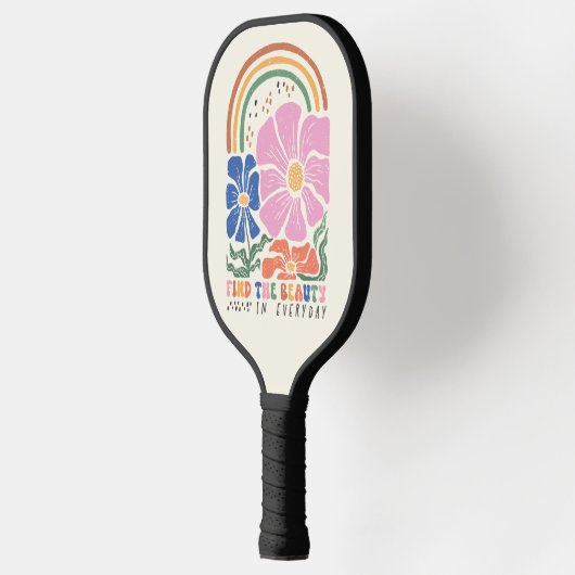 Rainbow-Zitat für Retro-Boho Pickleball Schläger (Links)