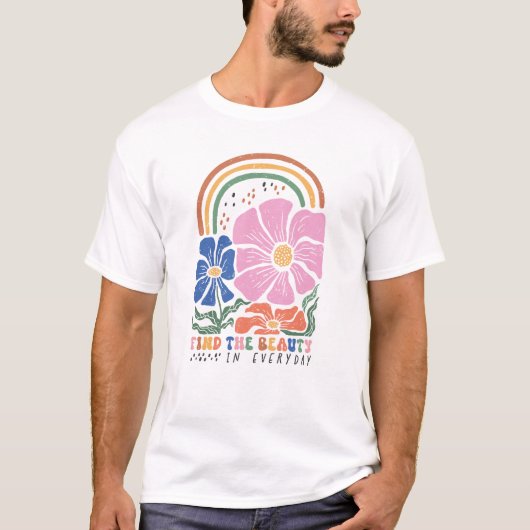 Rainbow-Zitat für Retro-Boho T-Shirt (Vorderseite)
