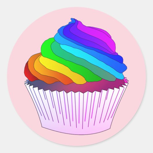 Rainbow Zuckerguss Cupcake Runder Aufkleber (Vorderseite)