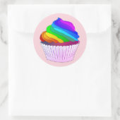 Rainbow Zuckerguss Cupcake Runder Aufkleber (Tasche)