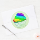Rainbow Zuckerguss Cupcake Runder Aufkleber (Umschlag)