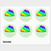 Rainbow Zuckerguss Cupcake Runder Aufkleber (Blatt)