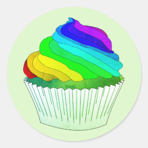 Rainbow Zuckerguss Cupcake Runder Aufkleber