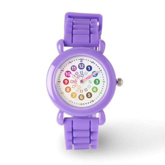 rainbowatch Lernuhr Schulkinder mit Würfel-Design Armbanduhr (Vorderseite)