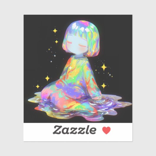 Rainbowcore Sleepy Chibi Drip Traum Aufkleber (Blatt)