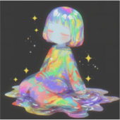 Rainbowcore Sleepy Chibi Drip Traum Aufkleber (Vorderseite)