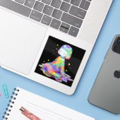 Rainbowcore Sleepy Chibi Drip Traum Aufkleber (Laptop mit iPhone)