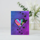 Rainbowheart und Butterfly Postkarte (Stehend Vorderseite)