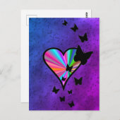 Rainbowheart und Butterfly Postkarte (Vorne/Hinten)