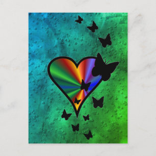 Rainbowheart und Butterfly Postkarte
