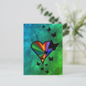 Rainbowheart und Butterfly Postkarte (Stehend Vorderseite)