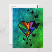 Rainbowheart und Butterfly Postkarte (Vorne/Hinten)