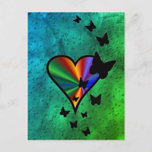 Rainbowheart und Butterfly Postkarte (Vorderseite)
