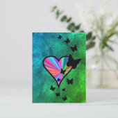 Rainbowheart und Butterfly Postkarte (Stehend Vorderseite)