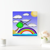 RAINBOWLAND QUADRATISCHE WANDUHR (Zuhause)