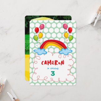 Rainbows and Balloons Foto Kinderparty Einladung