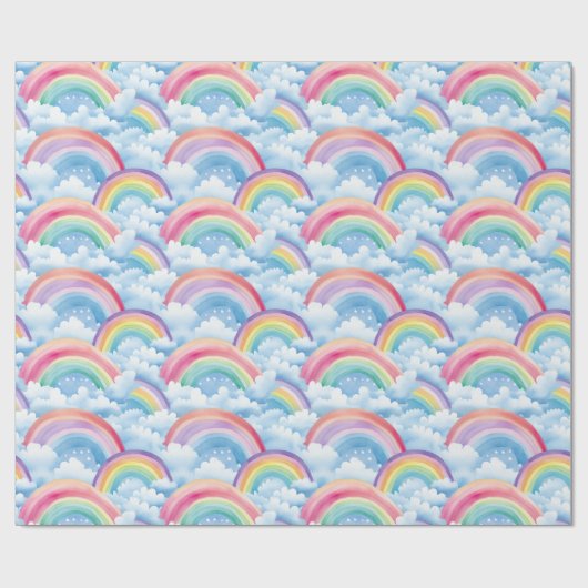  Rainbows and Clouds Pattern Geschenkpapier (Flach)