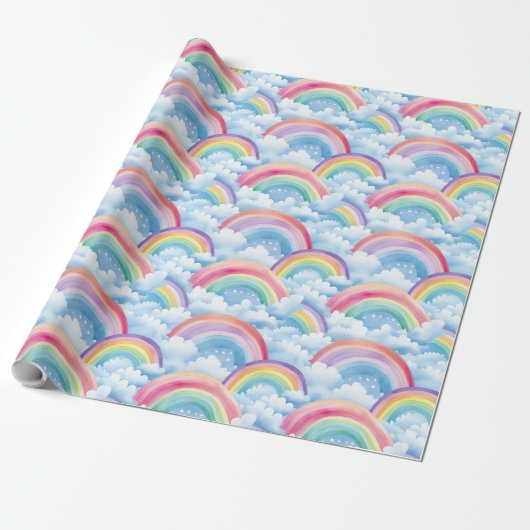 Rainbows and Clouds Pattern Geschenkpapier (Ungerollt)