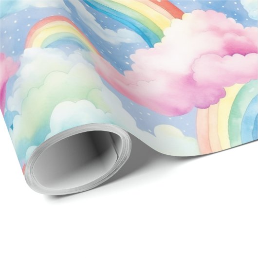  Rainbows and Rainbow Clouds Geschenkpapier (Rolleneckpunkt)