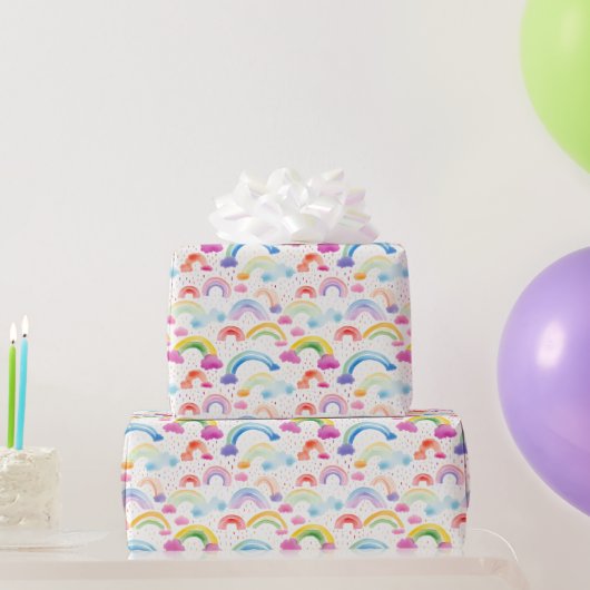  Rainbows and Rainbow Colored Clouds Geschenkpapier (Partygeschenke)