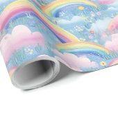  Rainbows and Rainbow Colored Flowers Geschenkpapier (Rolleneckpunkt)