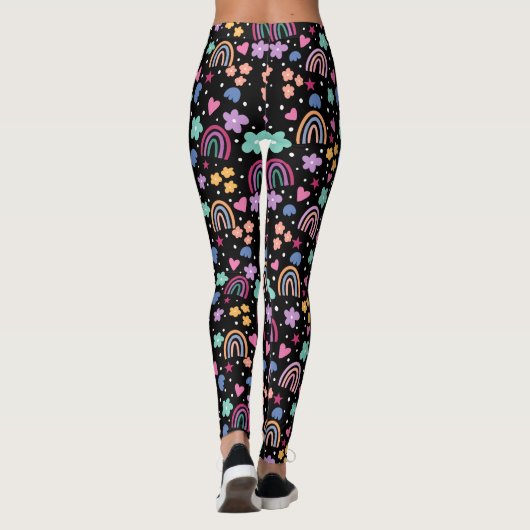 Rainbows auf schwarz leggings (Rückseite)
