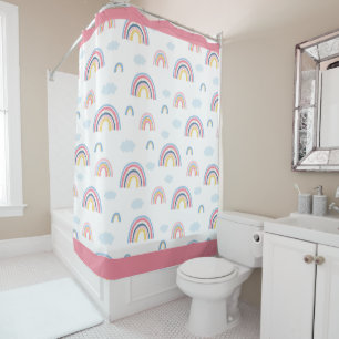 Rainbows Boho Pink Blue Yellow Fun Girly Duschvorhang