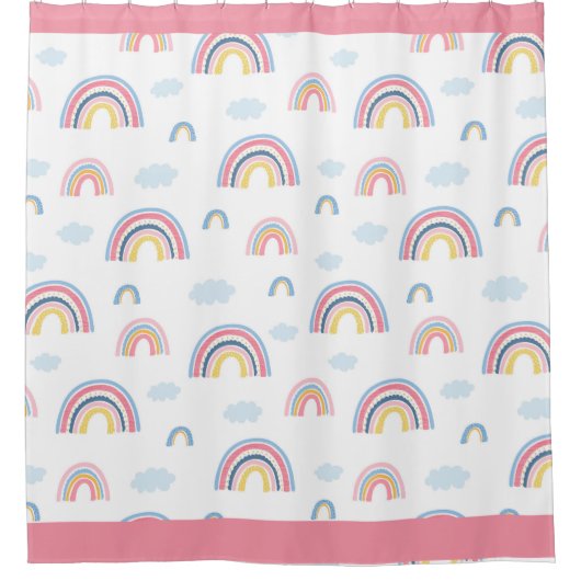 Rainbows Boho Pink Blue Yellow Fun Girly Duschvorhang (Vorderseite)
