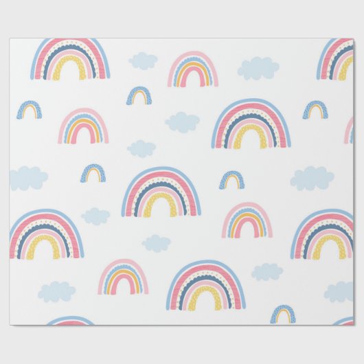 Rainbows Boho Pink Blue Yellow Fun Niedlich Geschenkpapier (Flach)