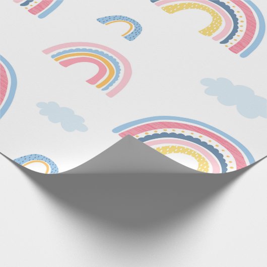 Rainbows Boho Pink Blue Yellow Fun Niedlich Geschenkpapier (Ecke)