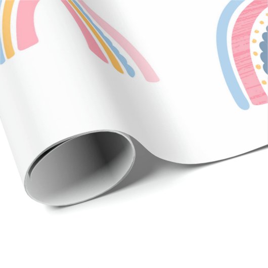 Rainbows Boho Pink Blue Yellow Fun Niedlich Geschenkpapier (Rolleneckpunkt)
