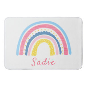 Rainbows Boho Pink Blue Yellow Name Niedlich Badematte