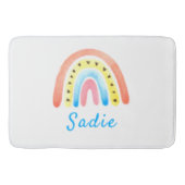 Rainbows Boho Pink Gelbe Herzname Badematte (Vorderseite)