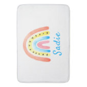 Rainbows Boho Pink Gelbe Herzname Badematte (Vorderseite Vertikal)