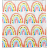 Rainbows Boho Pink Gelbe Herzname Duschvorhang (Vorderseite)