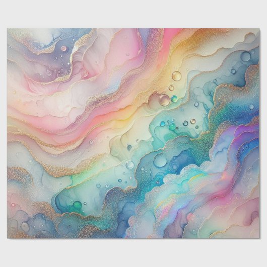 Rainbows & Bubbles Party Wrapping Paper Geschenkpapier (Flach)
