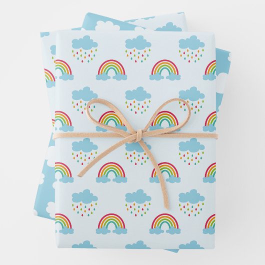 Rainbows & Clouds-Muster Geschenkpapier Set (Beispiel)