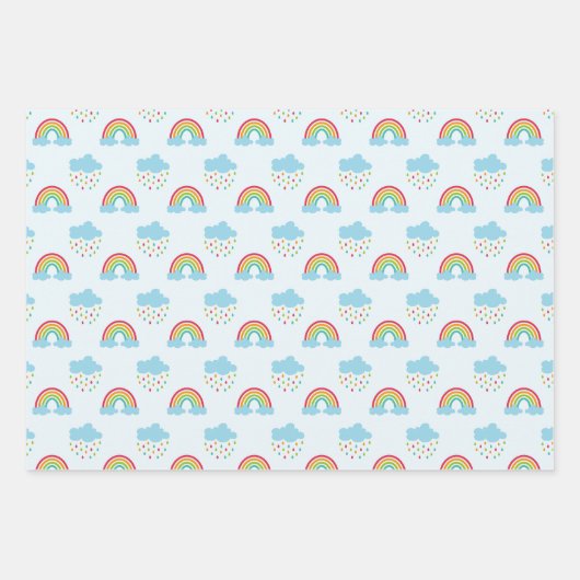 Rainbows & Clouds-Muster Geschenkpapier Set (Vorderseite)