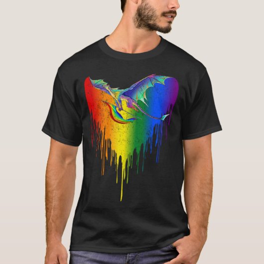 Rainbows Dragons Herz Classic für LGBT Gay Les T-Shirt (Vorderseite)