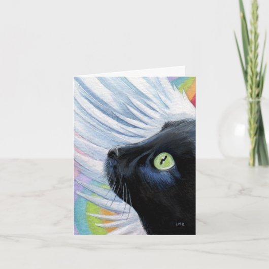 Rainbow's End Angel Cat Painting Note Card Karte (Vorderseite)