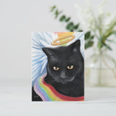 Rainbow's End Angel Cat Painting Postcard Postkarte (Stehend Vorderseite)