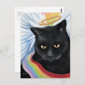 Rainbow's End Angel Cat Painting Postcard Postkarte (Vorne/Hinten)