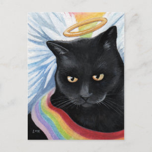 Rainbow's End Angel Cat Painting Postcard Postkarte