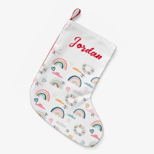 Rainbows & Hearts Pattern Kleiner Weihnachtsstrumpf