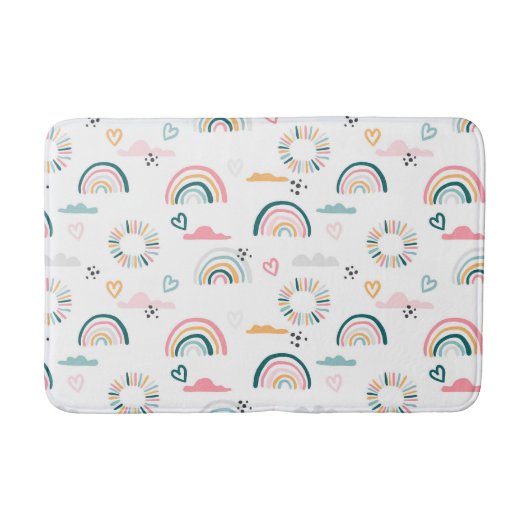 Rainbows & Herz-Muster Badematte (Vorderseite)