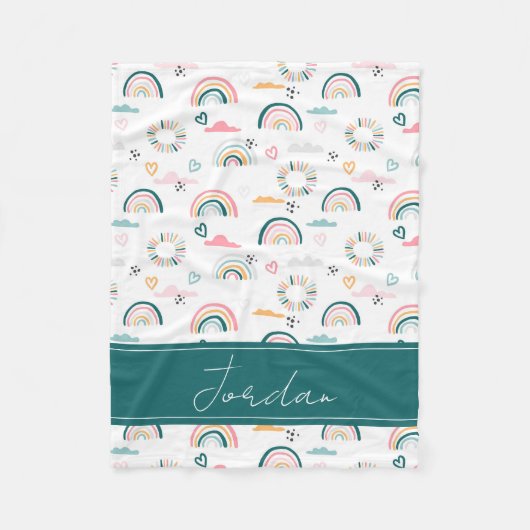 Rainbows & Herz-Muster Fleecedecke (Vorderseite)
