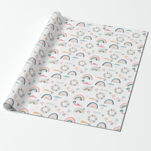 Rainbows & Herz-Muster Geschenkpapier (Ungerollt)