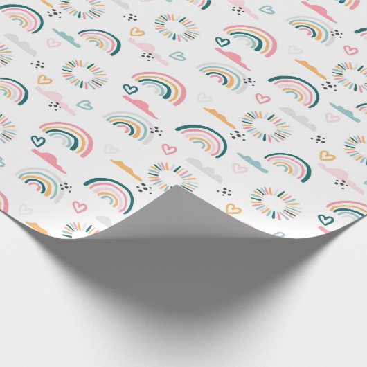 Rainbows & Herz-Muster Geschenkpapier (Ecke)